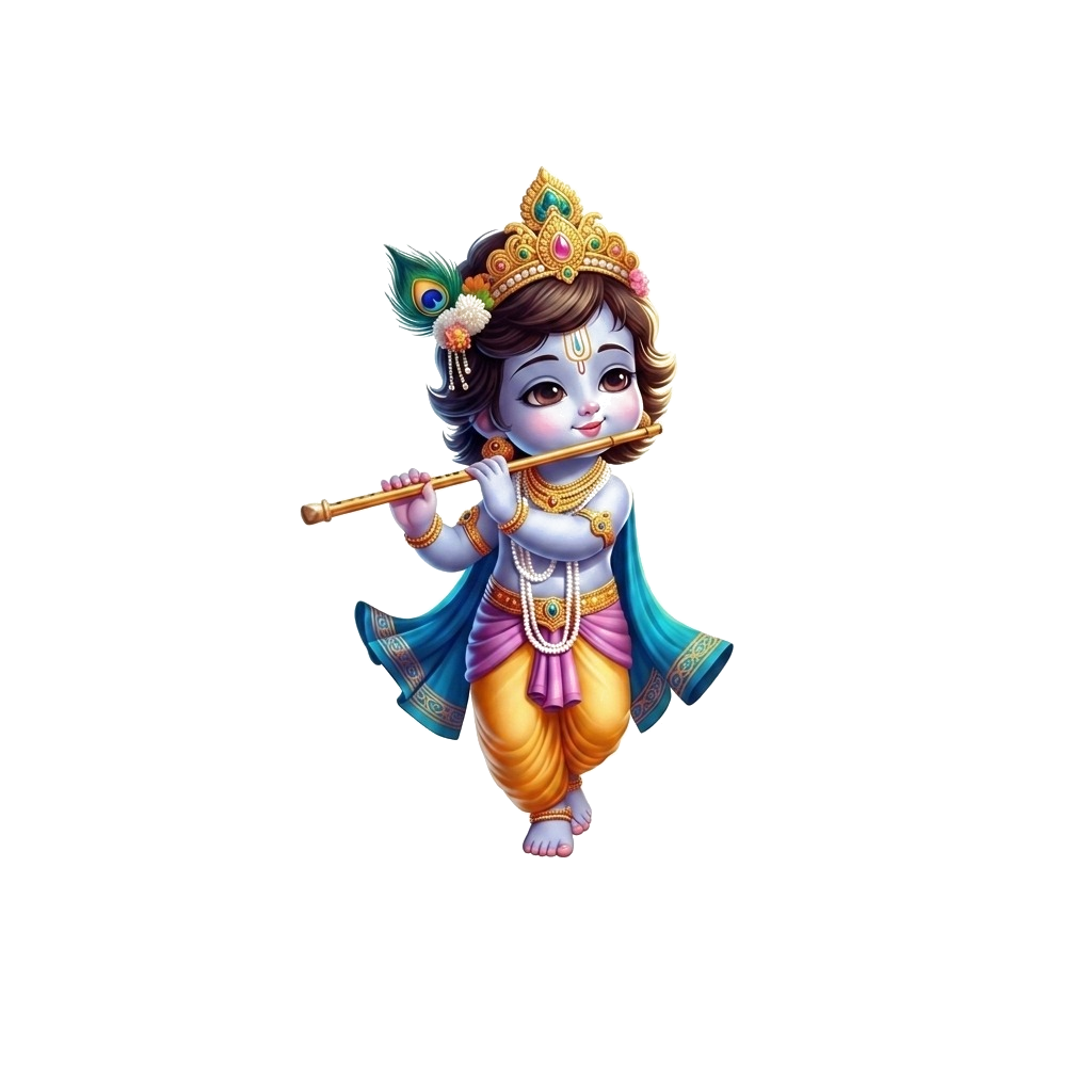 Baby Lord Krishna playing flute - Janmashtami